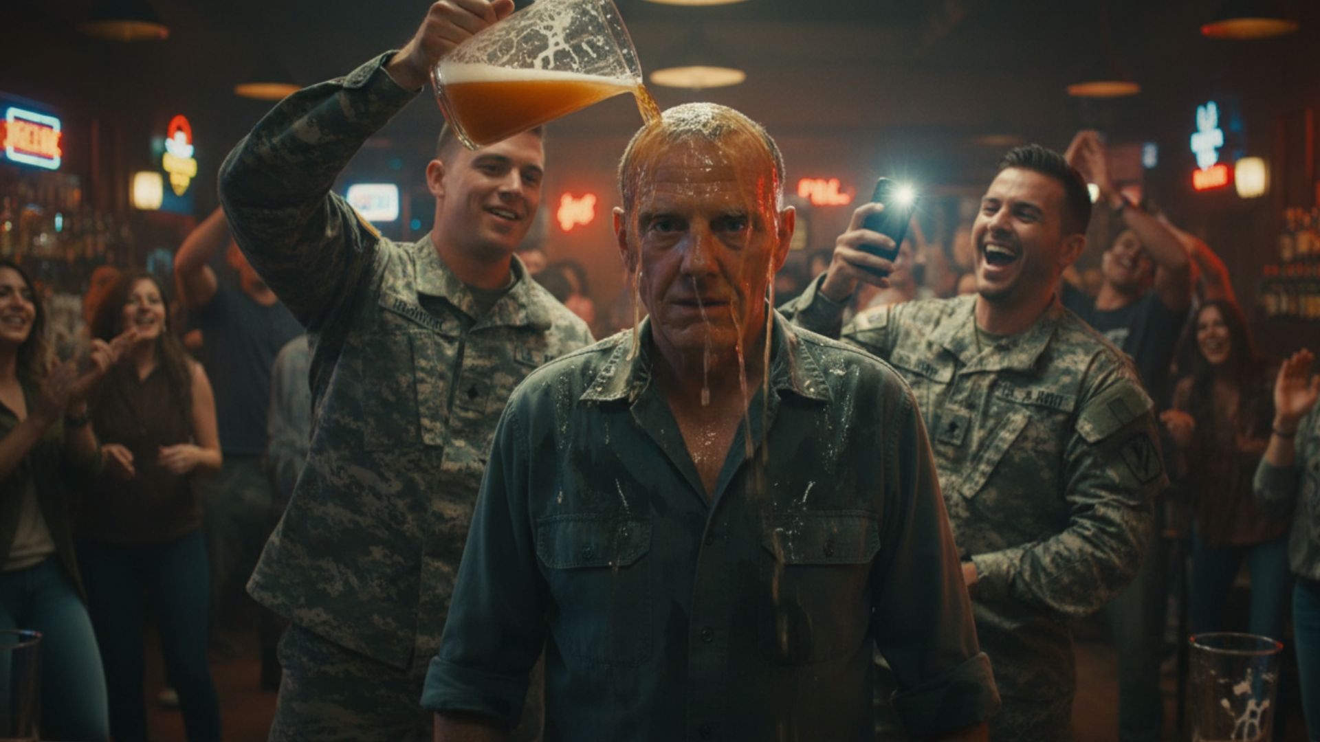 He poured beer on the wrong man — then the helicopters showed up